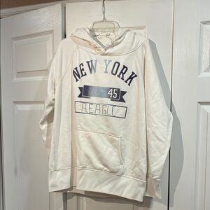 American Eagle Outfitters White Hoodie with Button Detail